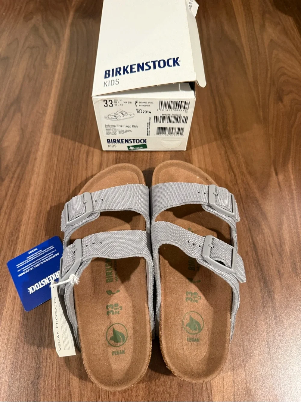 Birkenstock Kids Arizona Vegan Light Gray Sandals